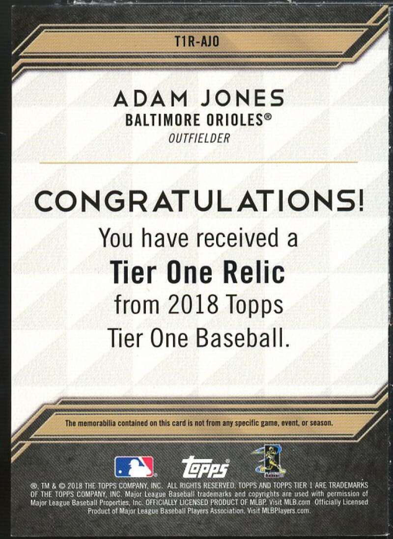 Adam Jones Rookie Card 2018 Topps Tier One Relics #T1RAJO Image 2