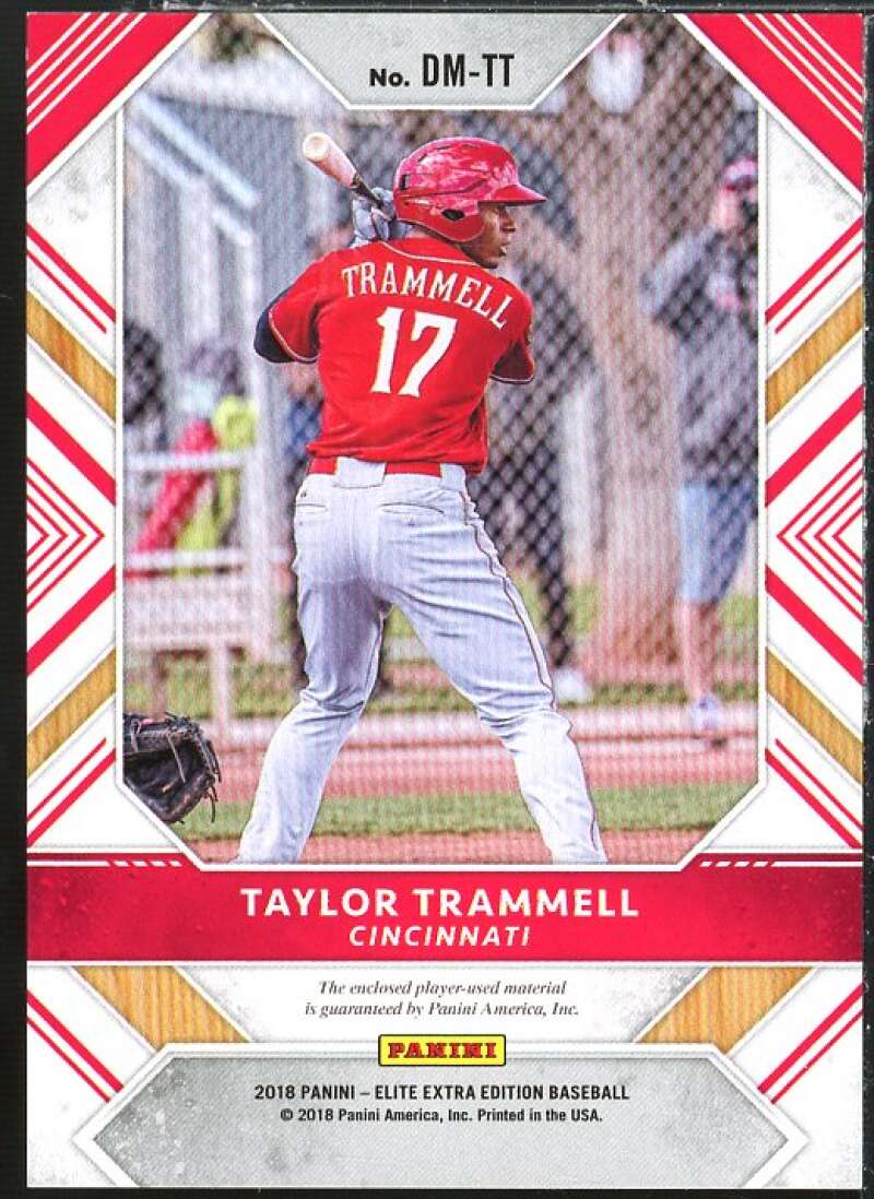 Taylor Trammell Rookie Card 2018 Elite Extra Edition Dual Materials Gold #20 Image 2