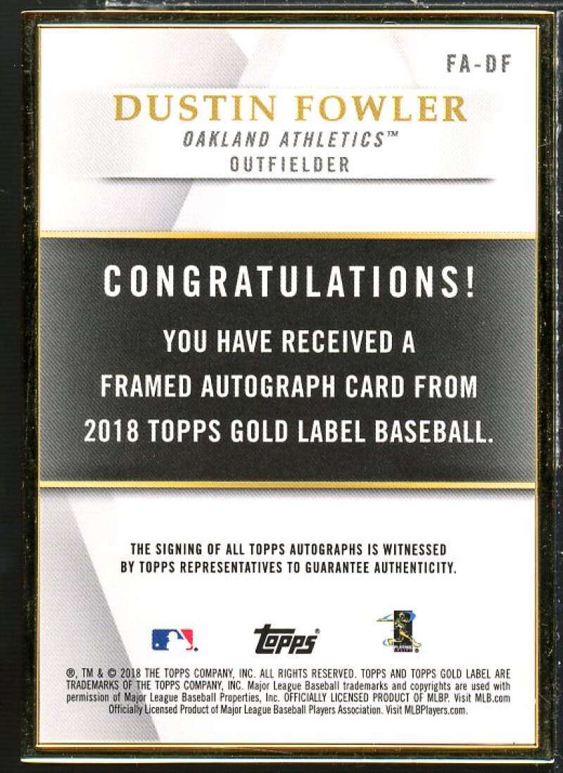 Dustin Fowler Rookie Card 2018 Topps Gold Label Framed Autographs #FADF Image 2