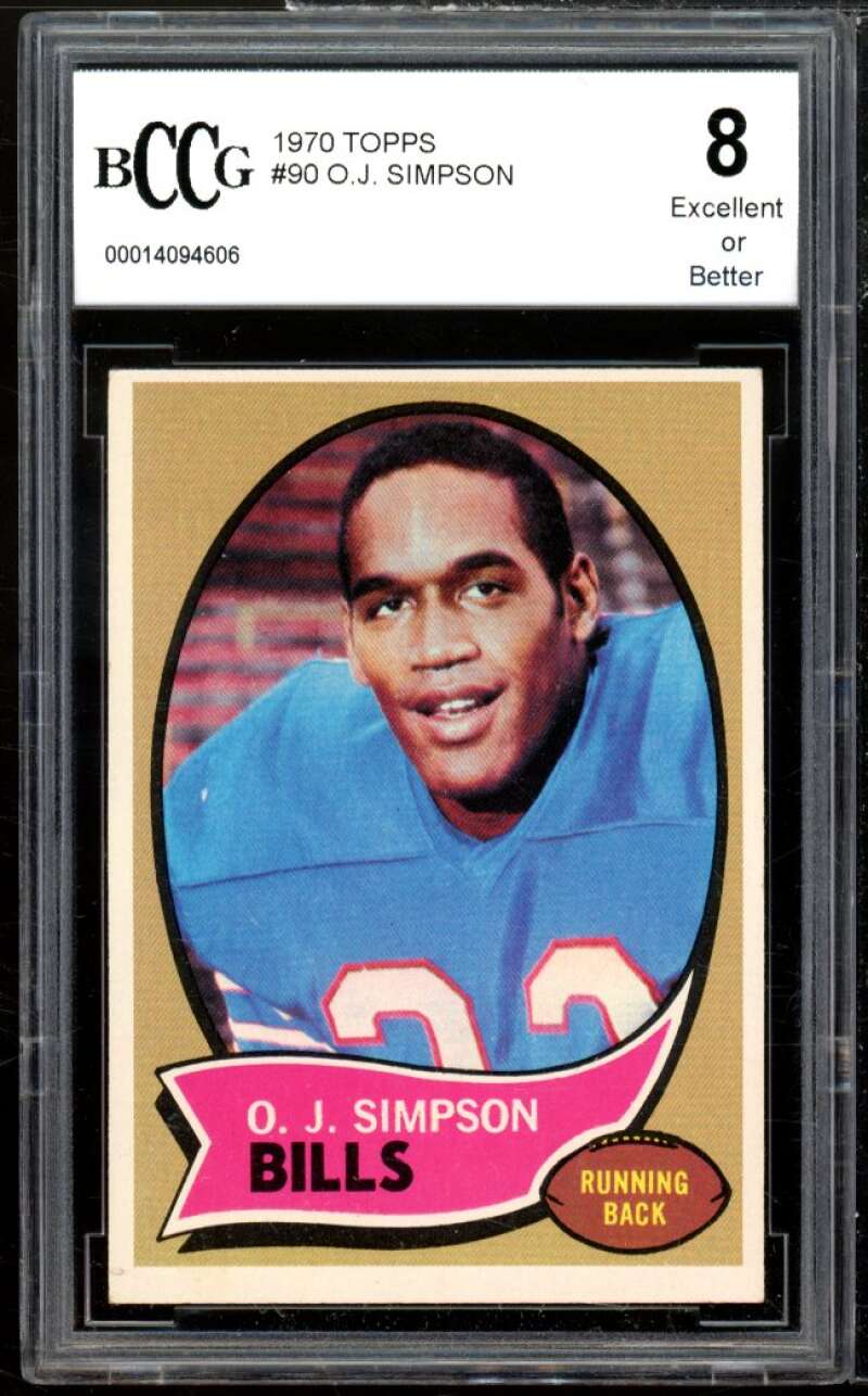 1970 Topps #90 O.J. Simpson Rookie Card BGS BCCG 8 Excellent+ Image 1