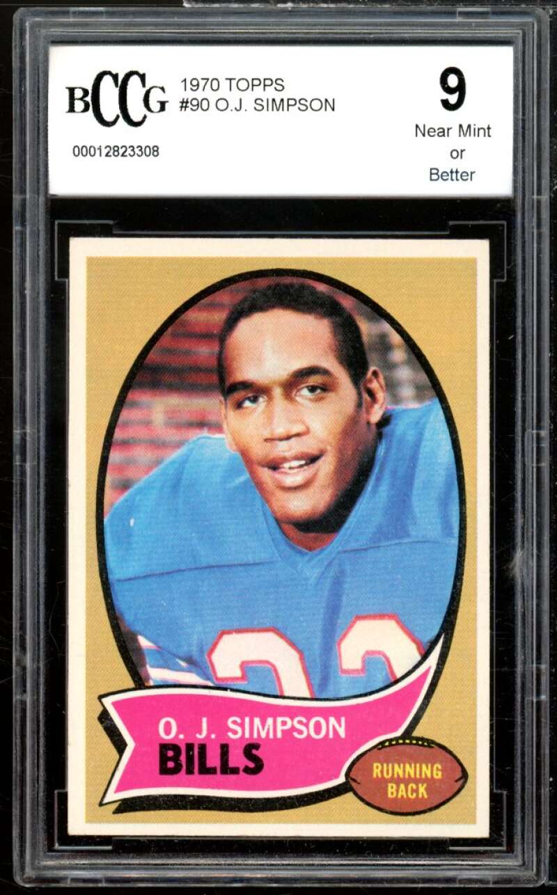 1970 Topps #90 O.J. Simpson Rookie Card BGS BCCG 9 Near Mint+ Image 1