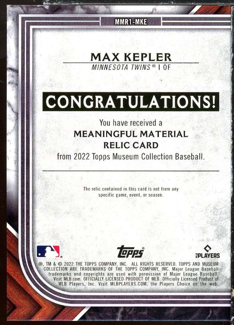 Max Kepler 2022 Topps Museum Collection Meaningful Material Relics #MMR1MKE Image 2