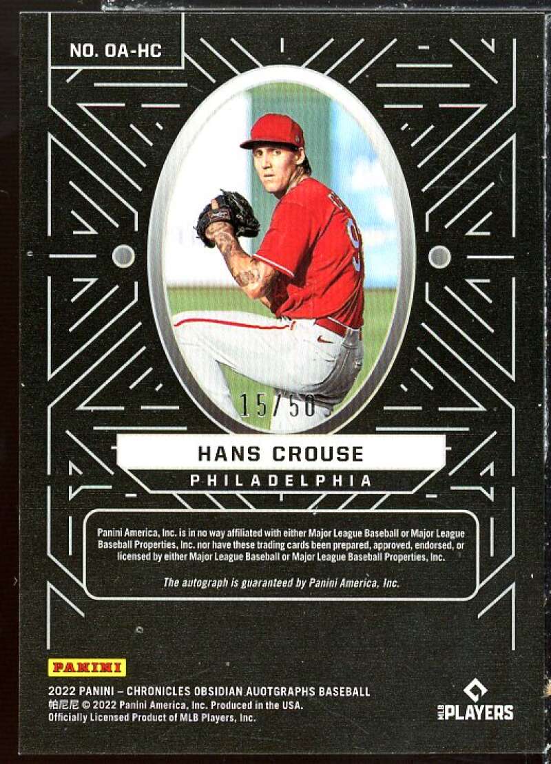 Hans Crouse 2022 Panini Chronicles Obsidian Autographs Electric Etch Orange #19  Image 2