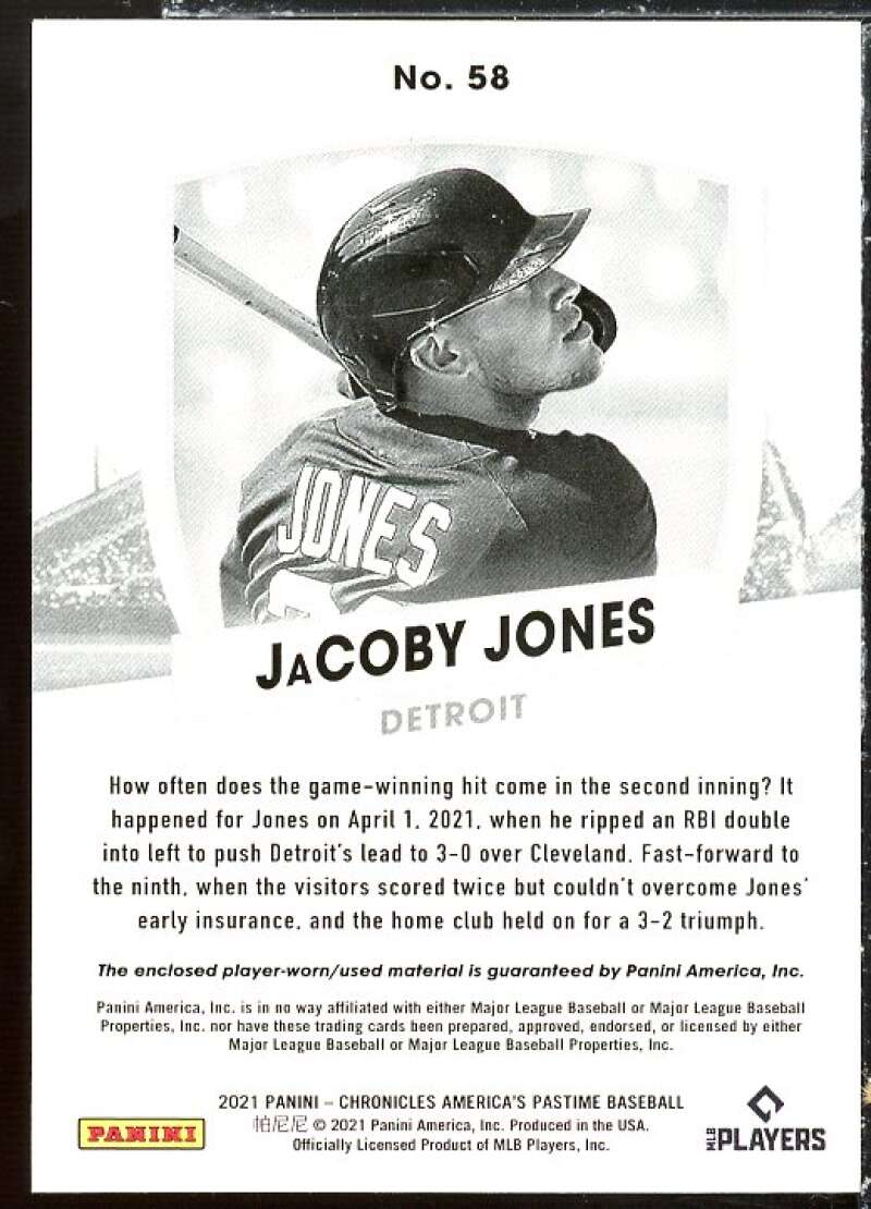 Jacoby Jones Card 2021 Panini America's Pastime Swatches #58  Image 2