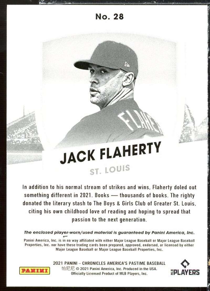 Jack Flaherty Card 2021 Panini America's Pastime Dual Swatches #28  Image 2