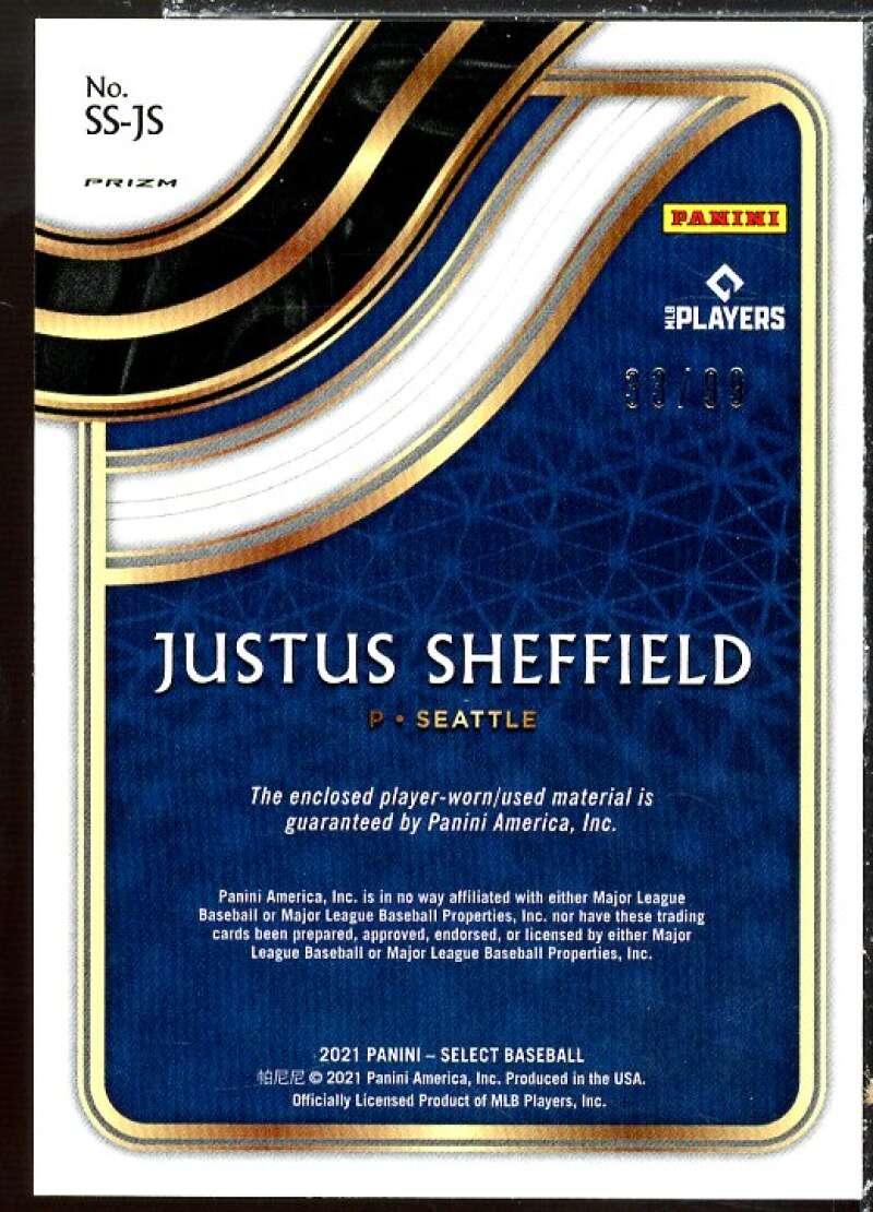 Justus Sheffield Card 2021 Select Select Swatches Tri-Color #13 Image 2