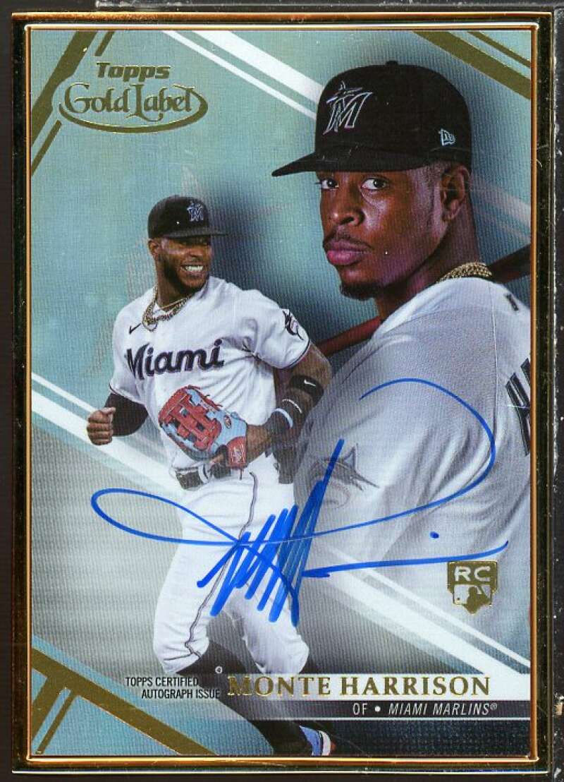 Monte Harrison Rookie Card 2021 Topps Gold Label Framed Autographs #FAMH Image 1