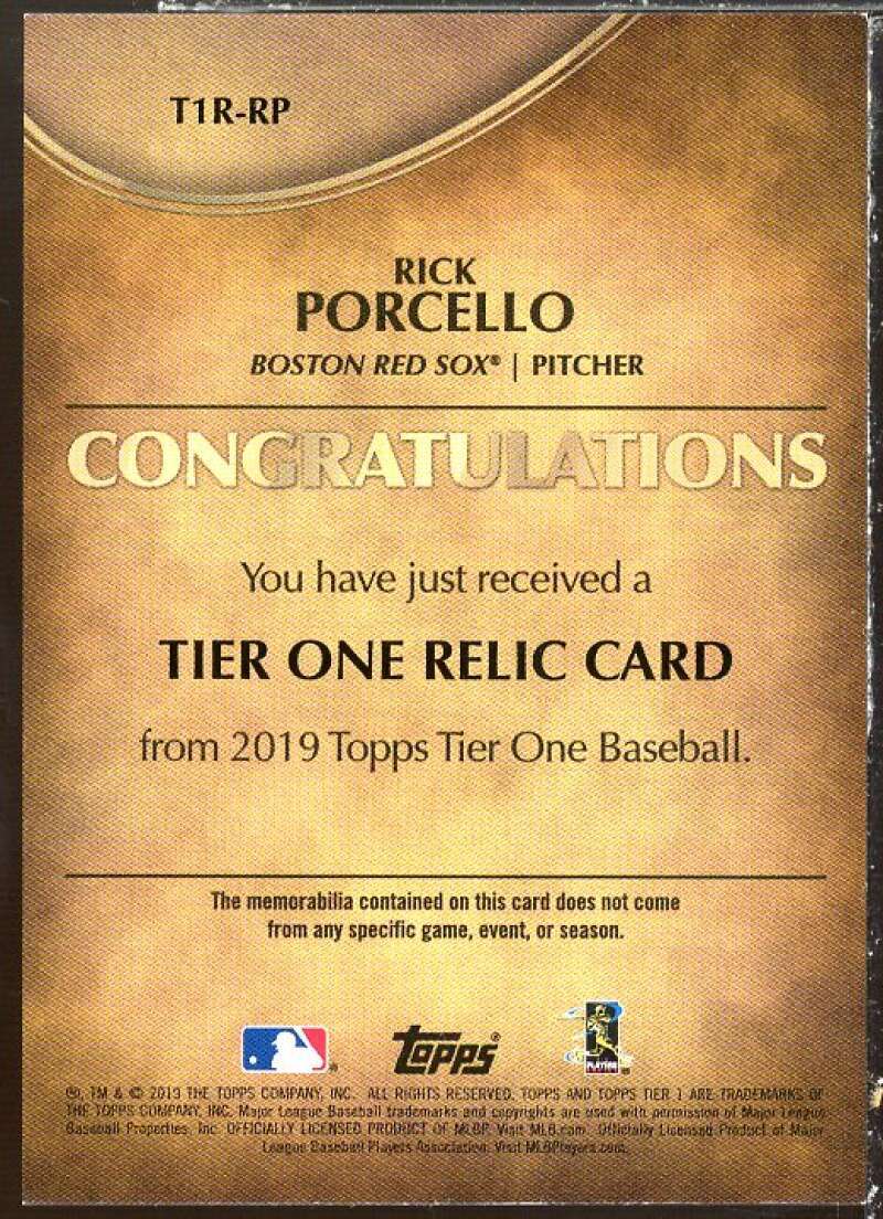 Rick Porcello Card 2019 Topps Tier One Relics #T1RRP Image 2