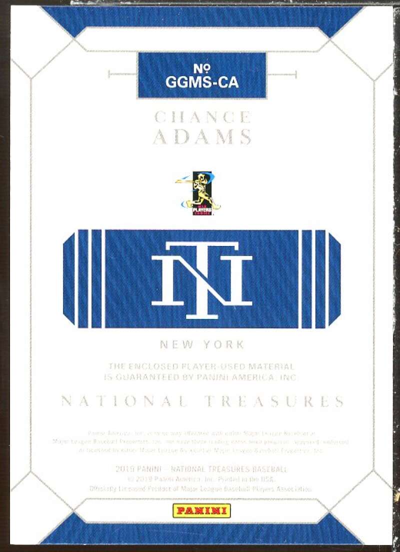 Chance Adams Card 2019 Panini National Treasures Game Gear Eights #23  Image 2