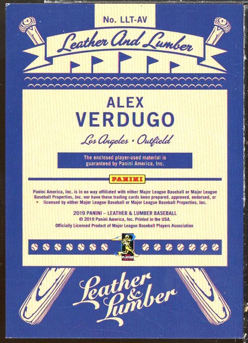 Alex Verdugo Card 2019 Panini Leather Lumber Triple Bat-Jersey Relics Gold #30  Image 2