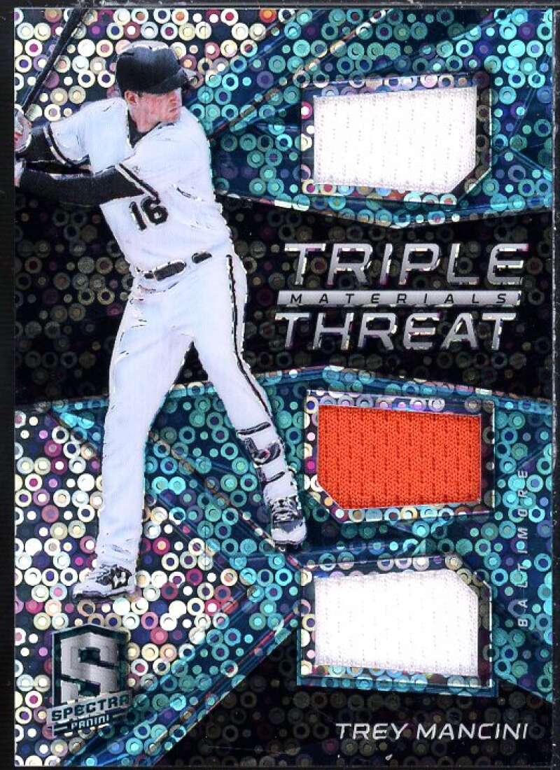 Trey Mancini Card 2017 Panini Spectra Triple Threat Materials Neon Blue #10  Image 1