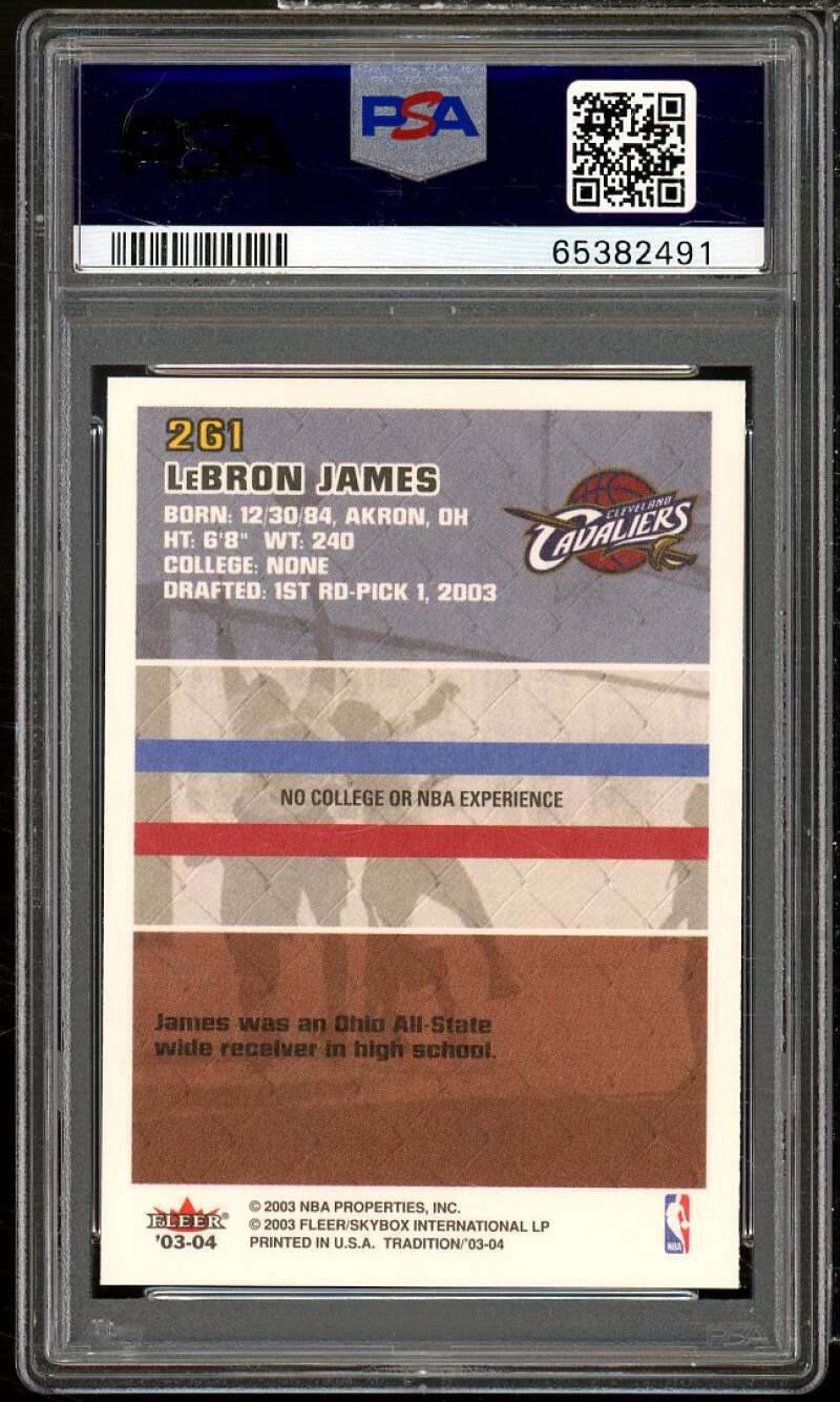 LeBron James Rookie Card 2003-04 Fleer Tradition #261 PSA 9 Image 2