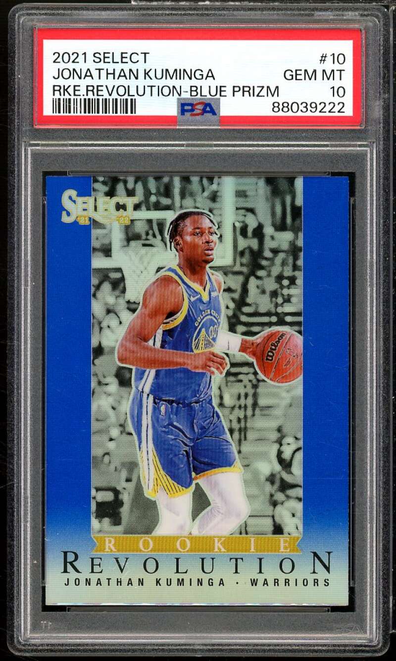 Jonathan Kuminga Rookie 2021-22 Select Rookie Revolution Blue Prizms #10 PSA 10 Image 1