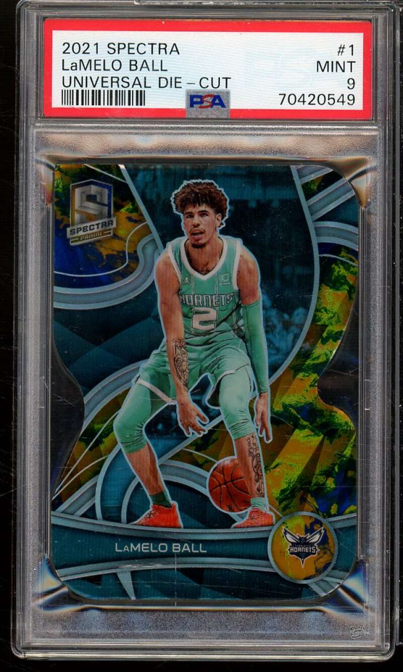 LaMelo Ball Card 2021-22 Spectra Universal Die-Cut (Serial #d 7/8) #1 PSA 9 Image 1