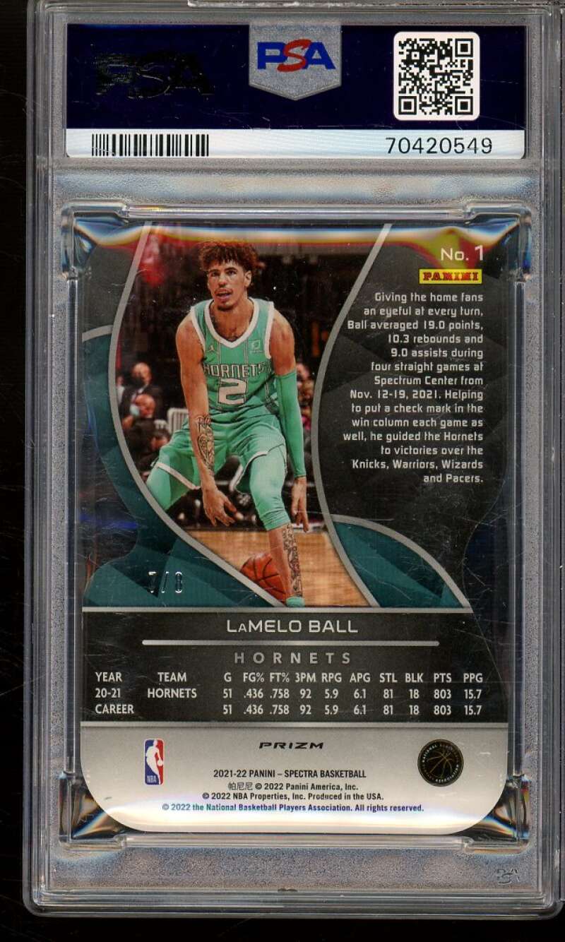 LaMelo Ball Card 2021-22 Spectra Universal Die-Cut (Serial #d 7/8) #1 PSA 9 Image 2