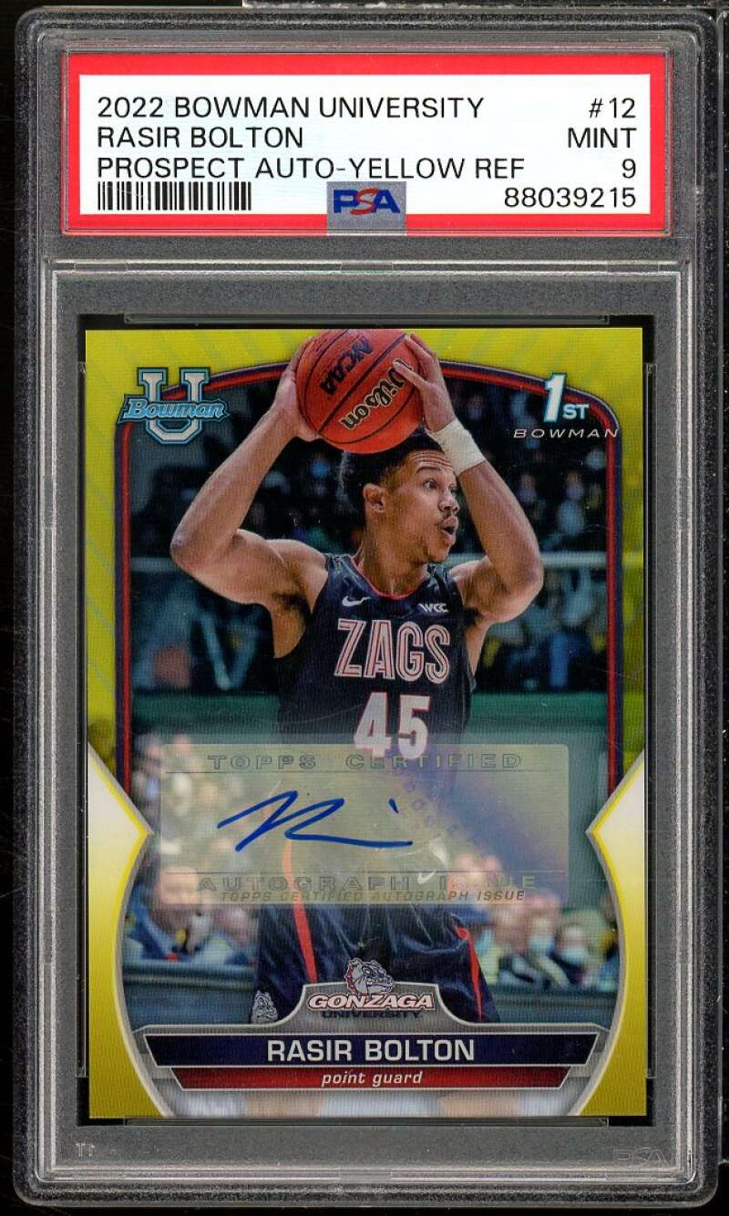 Rasir Bolton Rookie Card 2022-23 Bowman University Prospect Autographs #12 PSA 9 Image 1