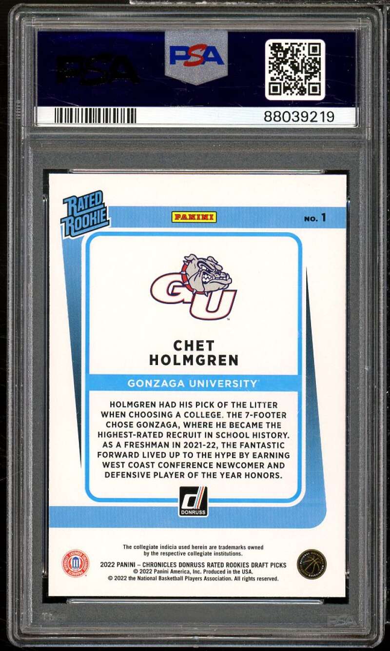 Chet Holmgren Rookie 2022-23 Chronicles DP Donruss Rated Rookie (pop 1) #1 PSA 9 Image 2