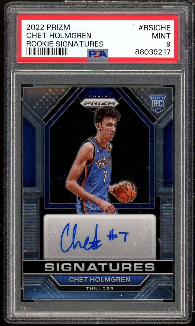 Chet Holmgren Rookie Card 2022-23 Prizm Rookie Signatures (pop 10) #rsiche PSA 9 Image 1