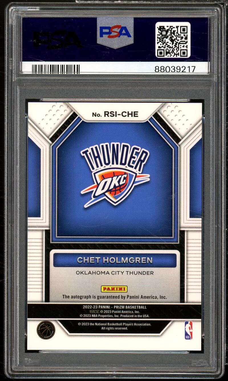 Chet Holmgren Rookie Card 2022-23 Prizm Rookie Signatures (pop 10) #rsiche PSA 9 Image 2