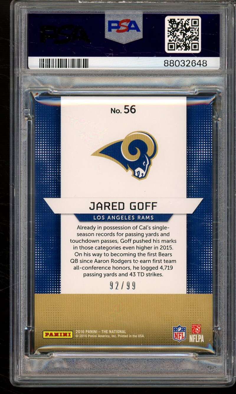 Jared Goff Rookie 2016 Panini National Convention Hyper Plaid (pop 1) #56 PSA 8 Image 2