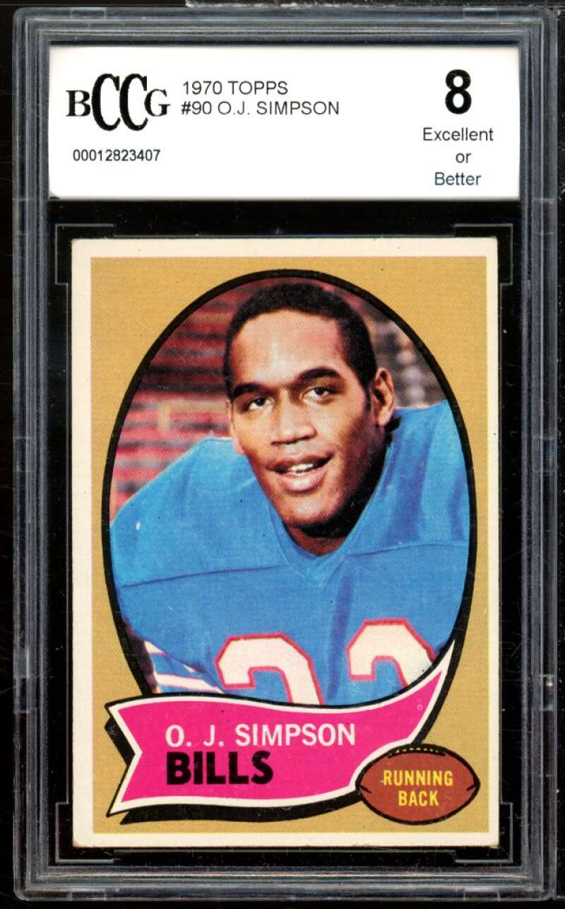 1970 Topps #90 O.J. Simpson Rookie Card BGS BCCG 8 Excellent+ Image 1