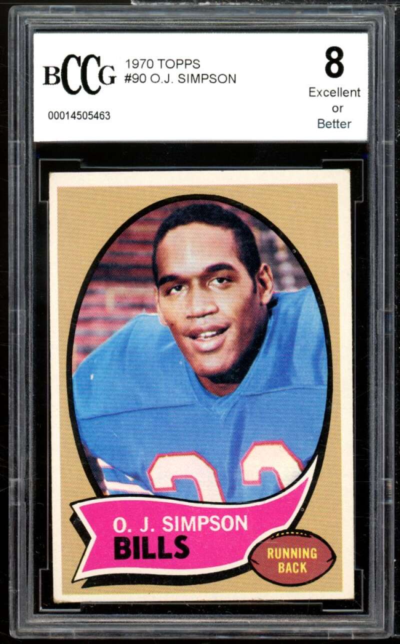 1970 Topps #90 O.J. Simpson Rookie Card BGS BCCG 8 Excellent+ Image 1