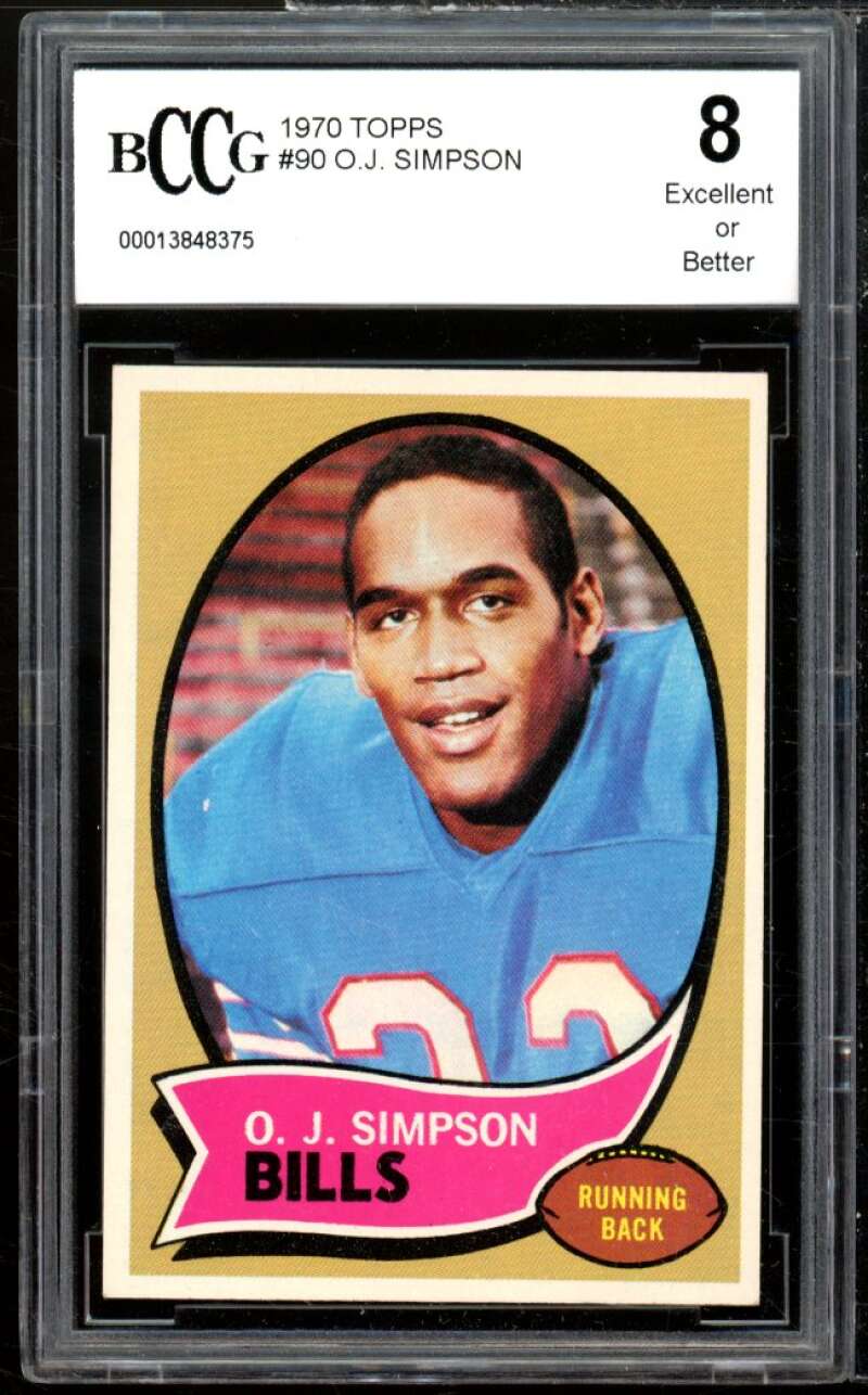 1970 Topps #90 O.J. Simpson Rookie Card BGS BCCG 8 Excellent+ Image 1