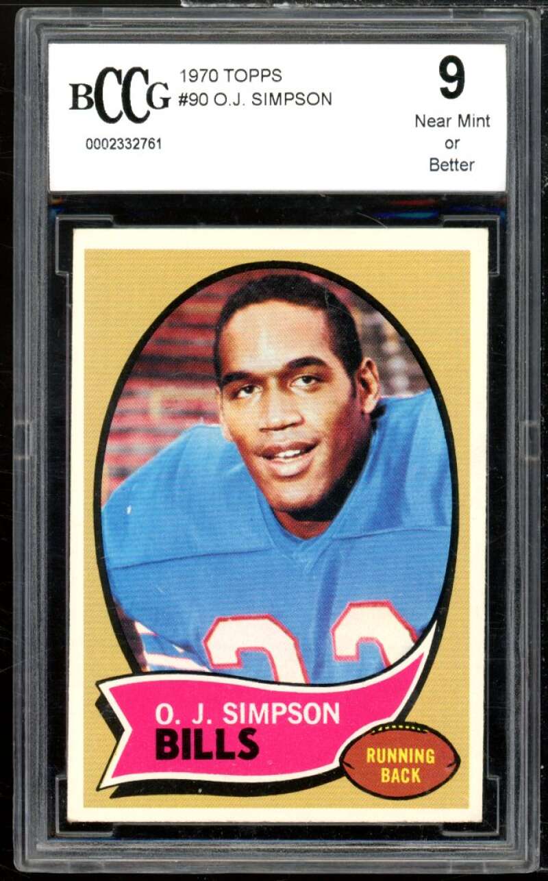 1970 Topps #90 O.J. Simpson Rookie Card BGS BCCG 9 Near Mint+ Image 1