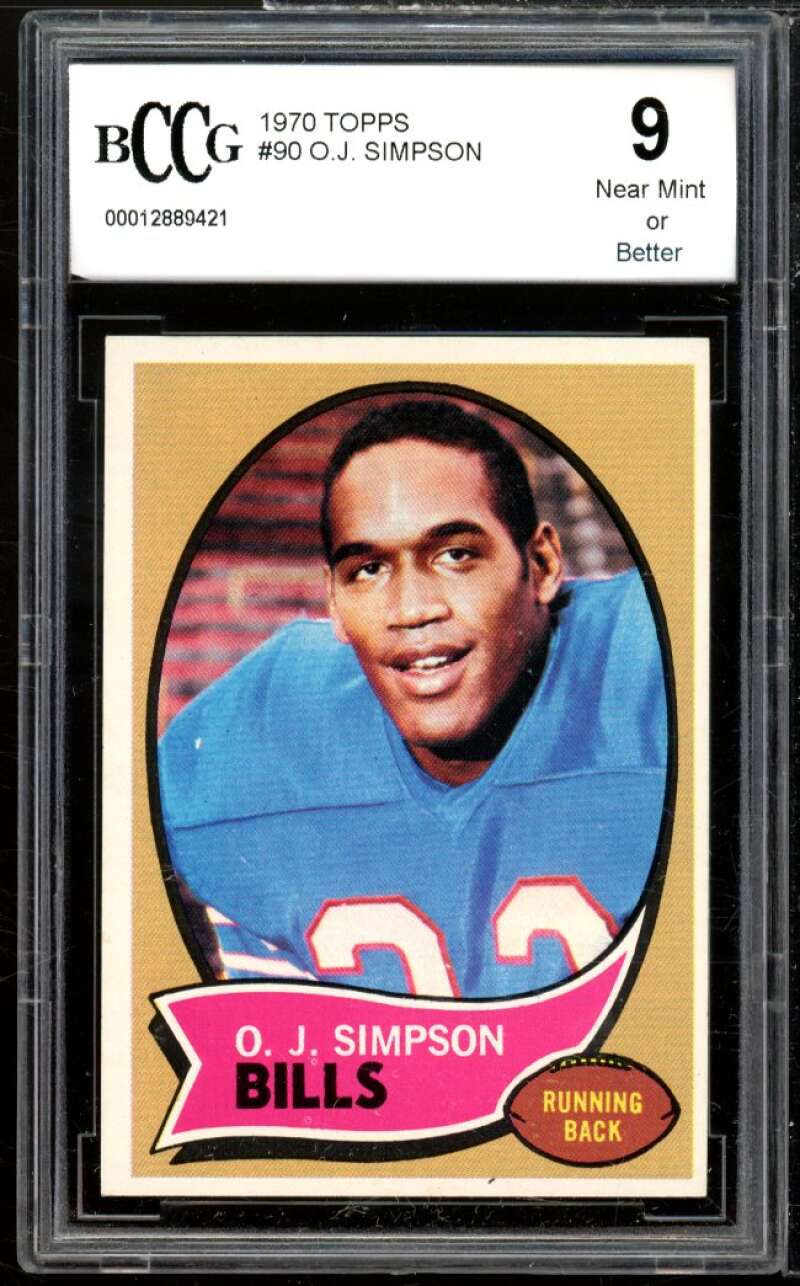 1970 Topps #90 O.J. Simpson Rookie Card BGS BCCG 9 Near Mint+ Image 1