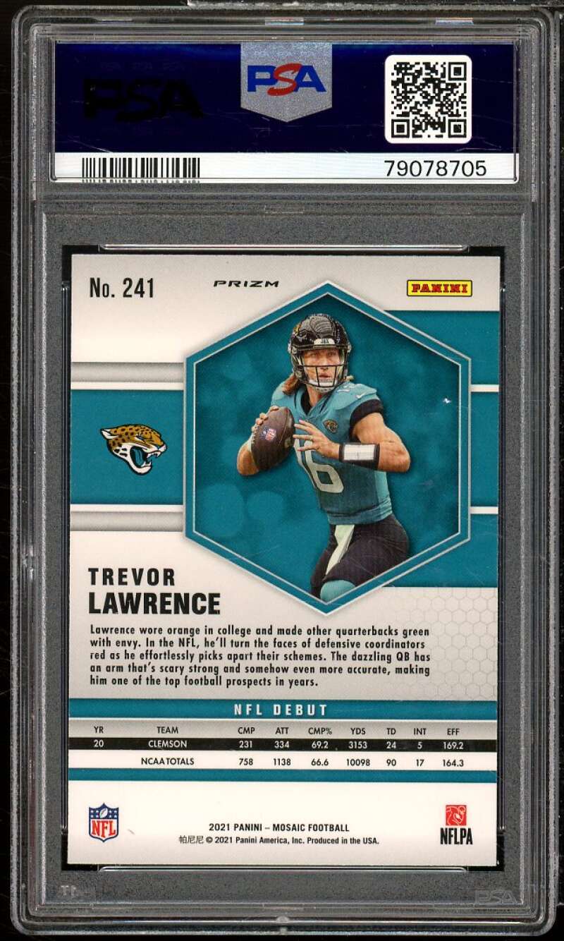 Trevor Lawrence Rookie Card 2021 Mosaic Silver #241 PSA 9 Image 2