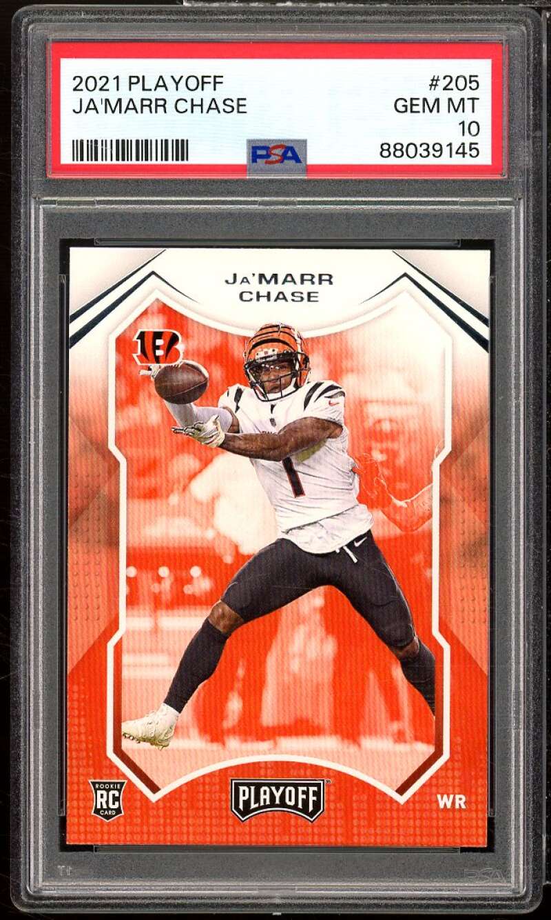 Ja'Marr Chase Rookie Card 2021 Playoff #205 PSA 10 Image 1