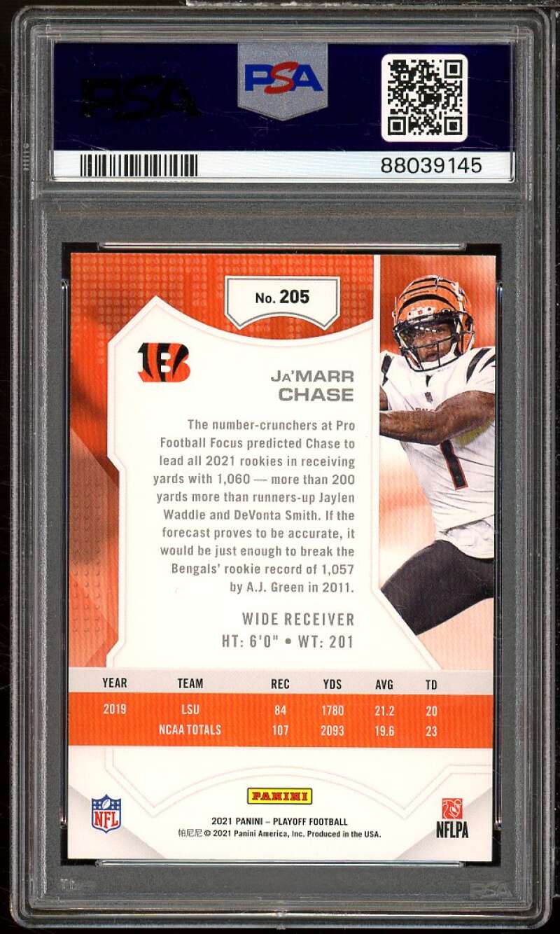 Ja'Marr Chase Rookie Card 2021 Playoff #205 PSA 10 Image 2