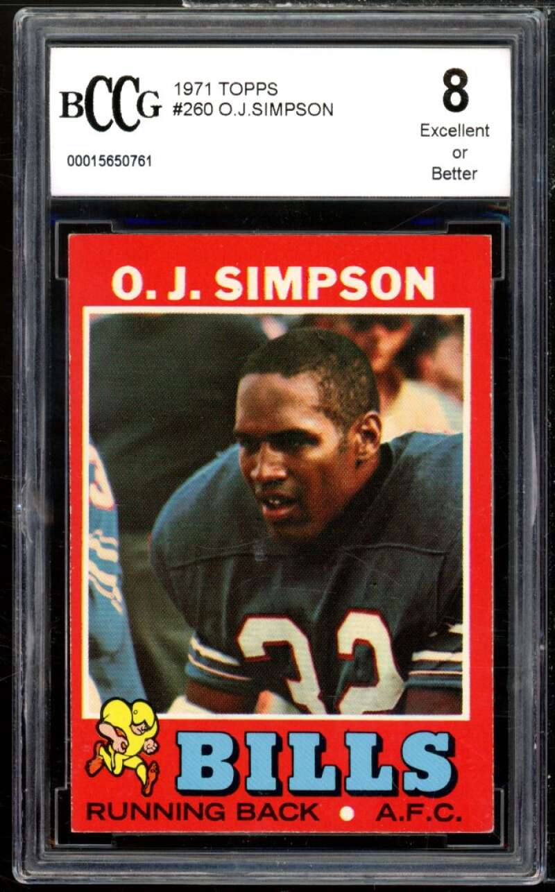 1971 Topps #260 O.J. Simspon Card BGS BCCG 8 Excellent+ Image 1