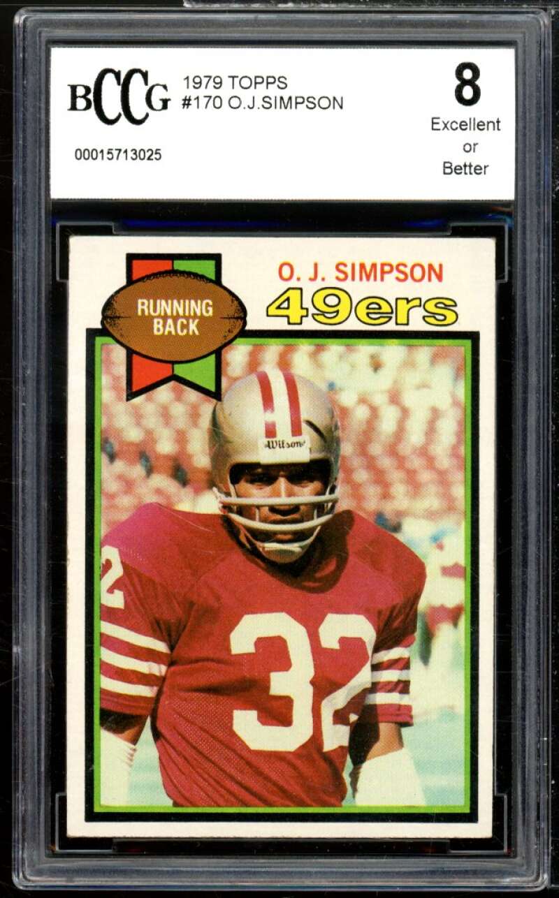 1979 Topps #170 O.J. Simspon Card BGS BCCG 8 Excellent+ Image 1