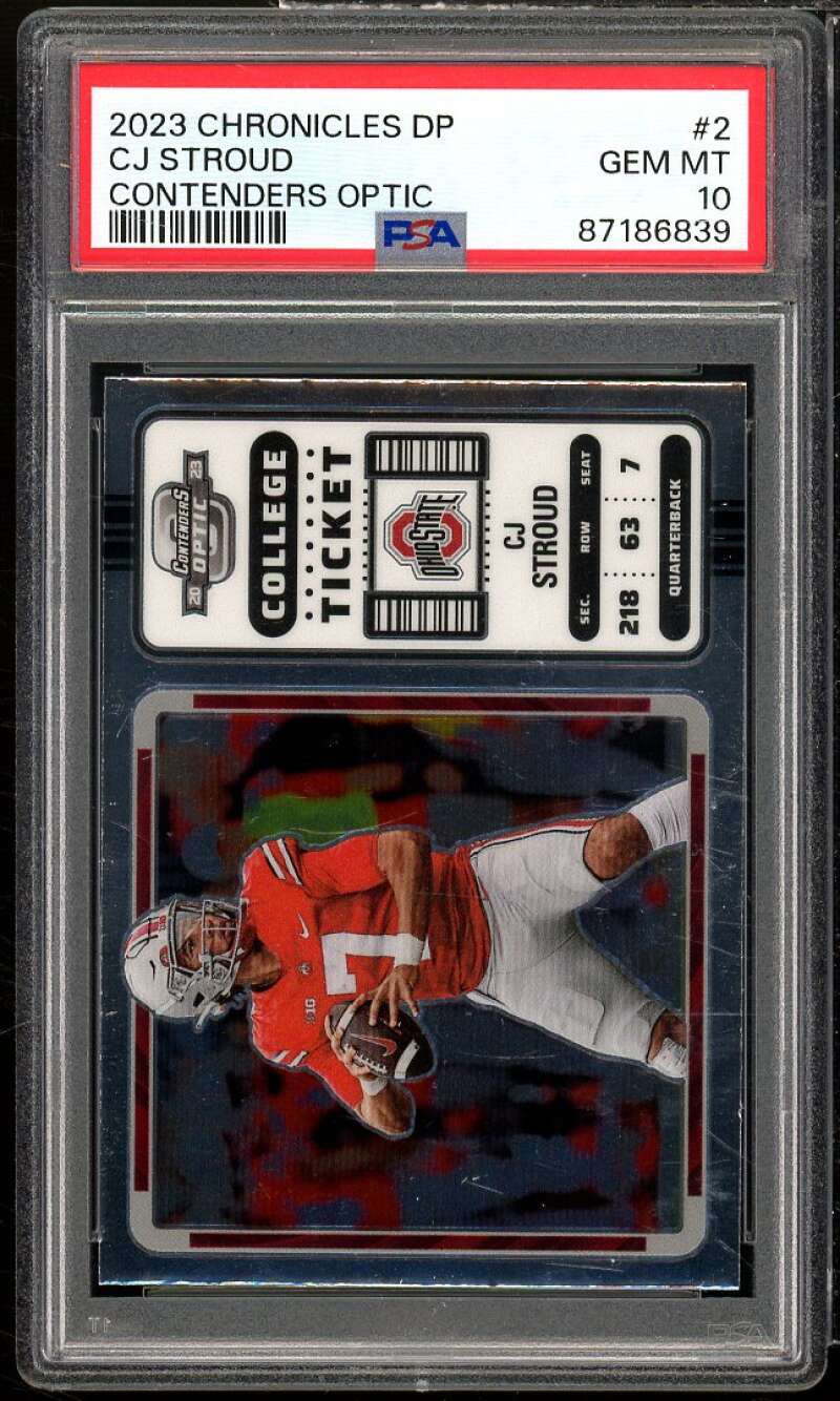 C.J. Stroud Rookie Card 2023 Chronicles DP Contenders Optic #2 PSA 10 Image 1