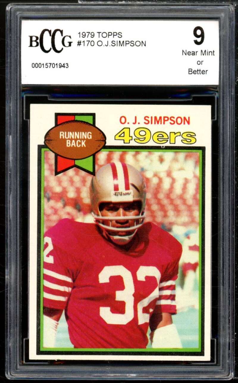 1979 Topps #170 O.J. Simspon Card BGS BCCG 9 Near Mint+ Image 1