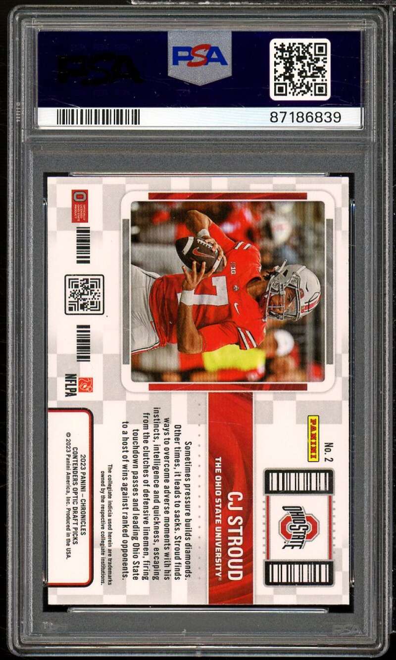 C.J. Stroud Rookie Card 2023 Chronicles DP Contenders Optic #2 PSA 10 Image 2