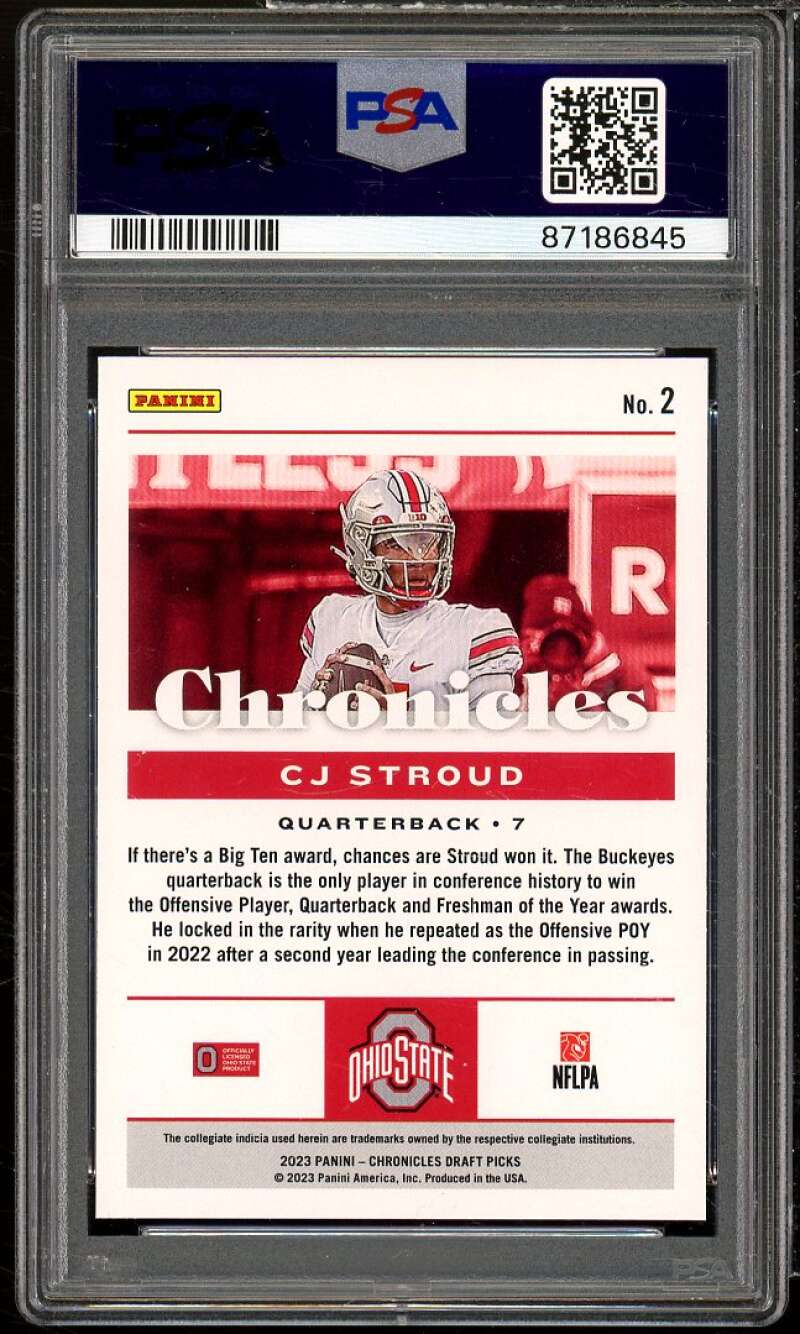 C.J. Stroud Rookie Card 2023 Chronicles DP #2 PSA 10 Image 2