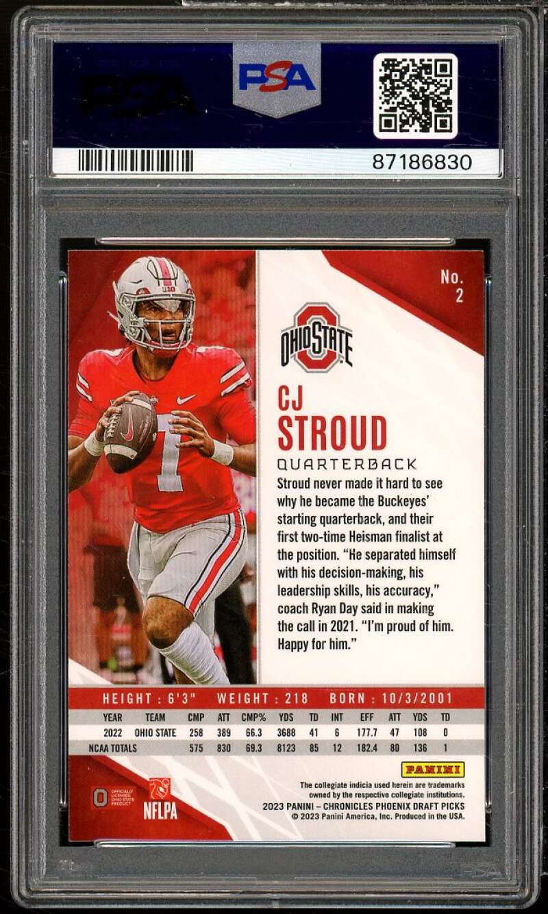 C.J. Stroud Rookie Card 2023 Chronicles DP Phoenix #2 PSA 10 Image 2