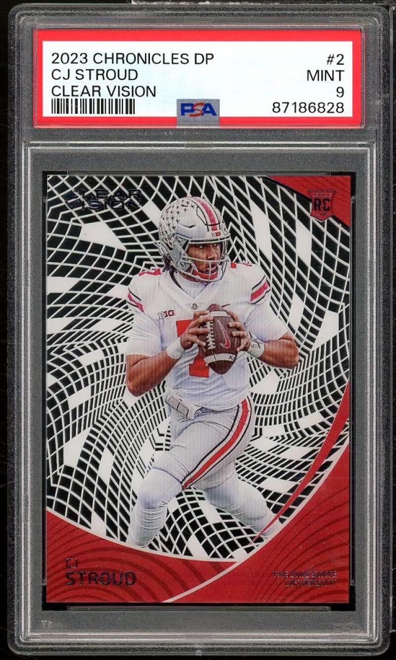 C.J. Stroud Rookie Card 2023 Chronicles DP Clear Vision #2 PSA 9 Image 1