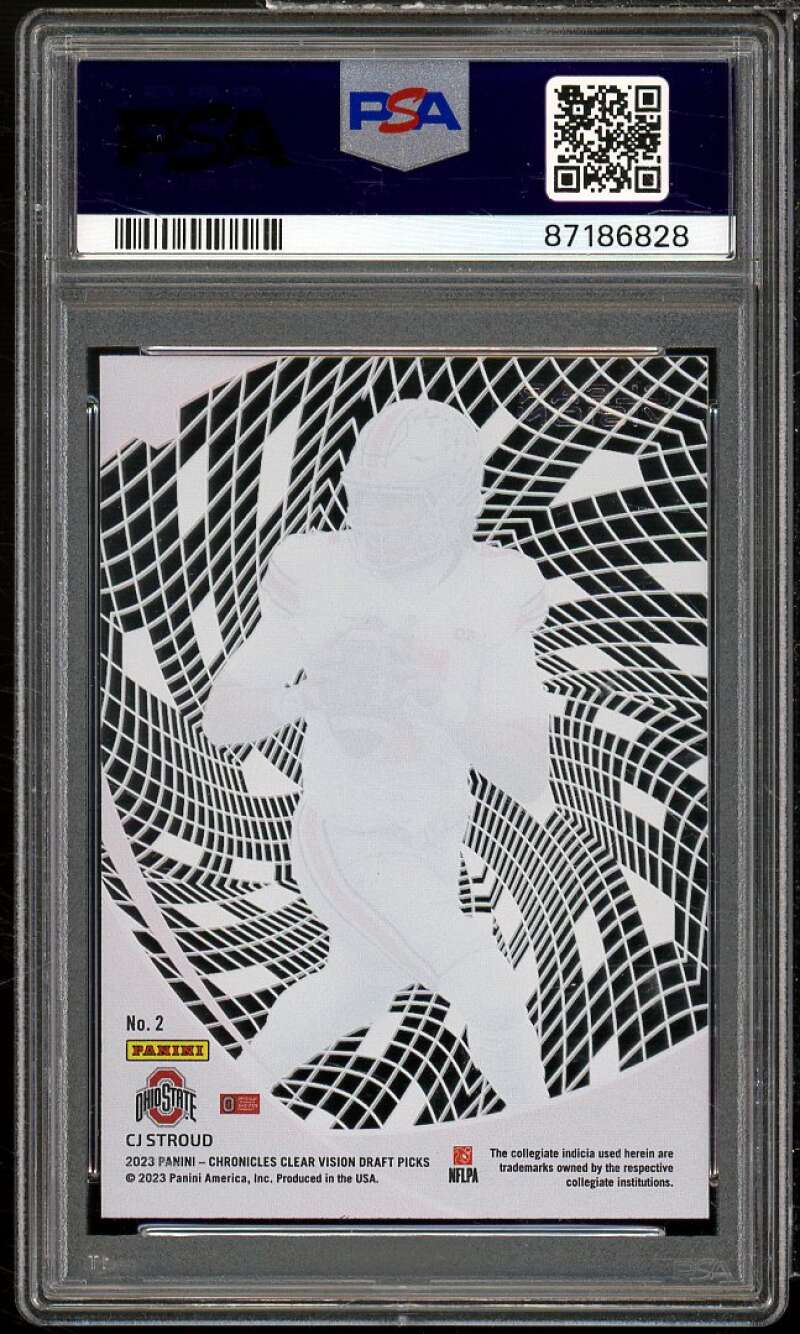 C.J. Stroud Rookie Card 2023 Chronicles DP Clear Vision #2 PSA 9 Image 2