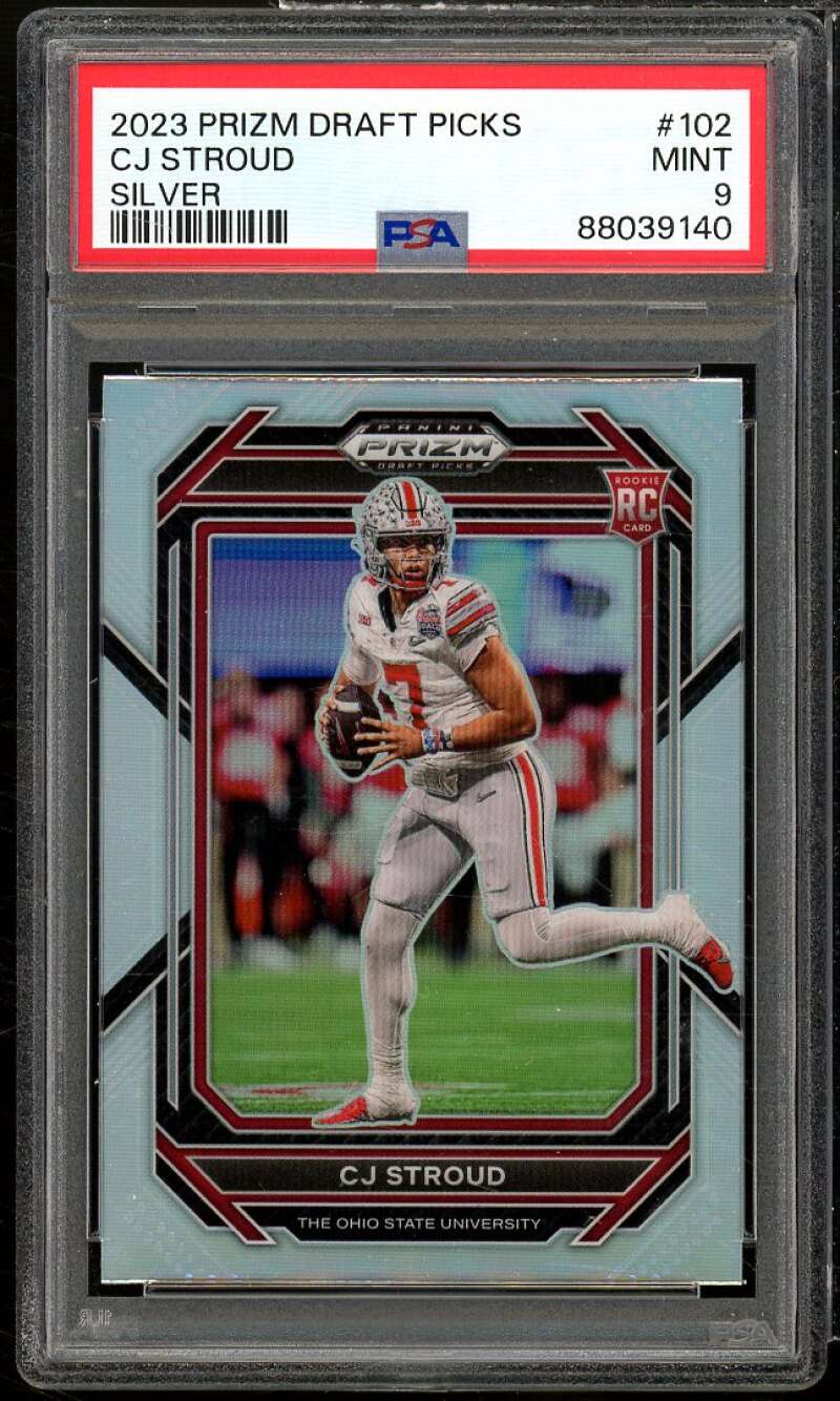 C.J. Stroud Rookie Card 2023 Prizm Draft Picks Silver #102 PSA 9 Image 1