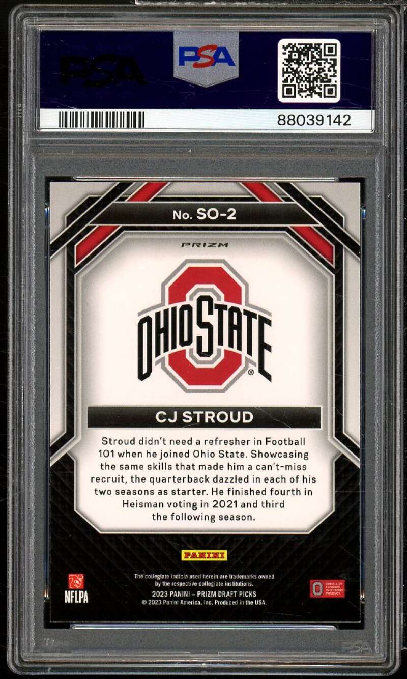 C.J. Stroud Rookie 2023 Prizm Draft Picks Student Orientation Green #so2 PSA 10 Image 2