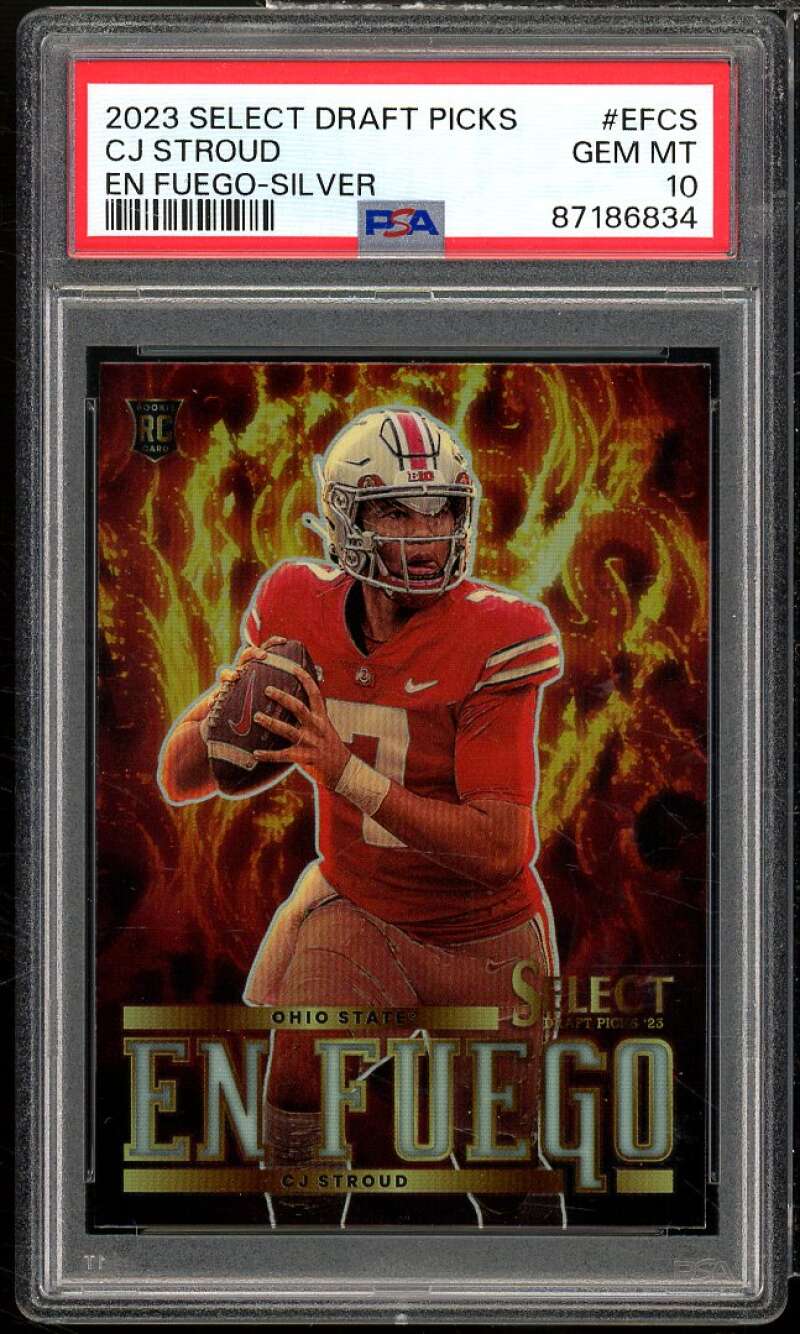 C.J. Stroud Rookie Card 2023 Select Dratt Picks En Fuego Silver #efcs PSA 10 Image 1