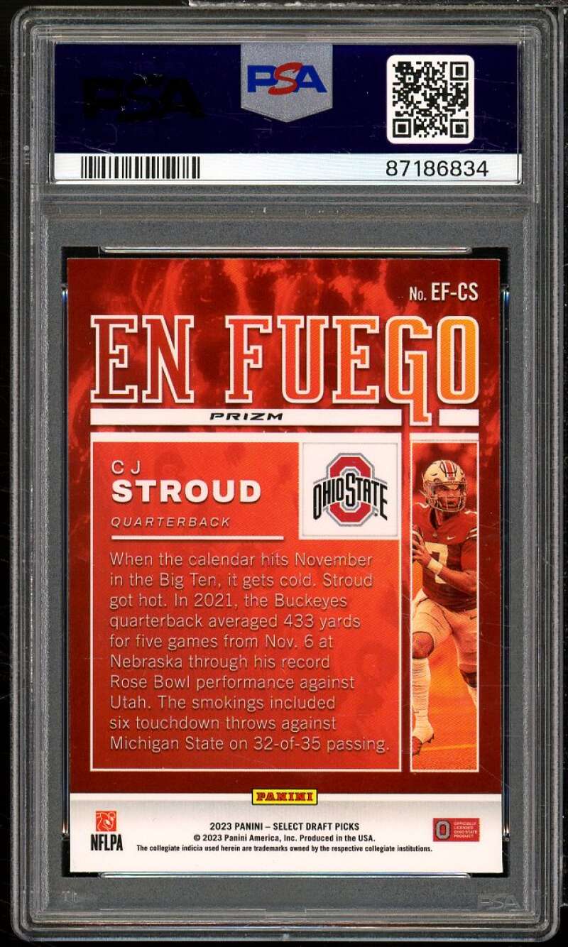 C.J. Stroud Rookie Card 2023 Select Dratt Picks En Fuego Silver #efcs PSA 10 Image 2