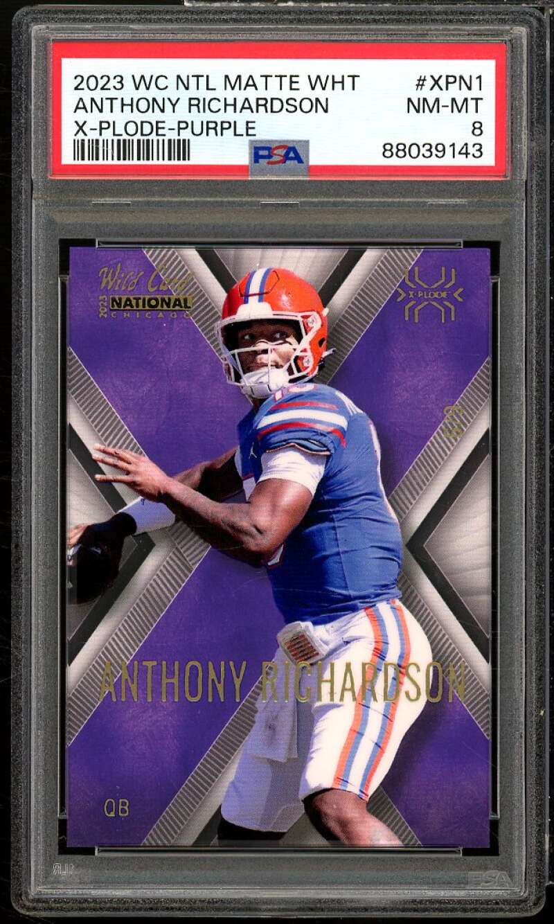 Anthony Richardson Rookie 2023 WC National Matte White Purple (6 of 9) #1 PSA 8 Image 1