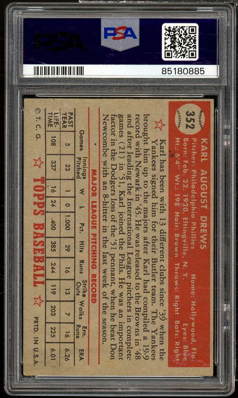 Karl Lewis Card 1952 Topps #352 PSA 2.5 Image 2