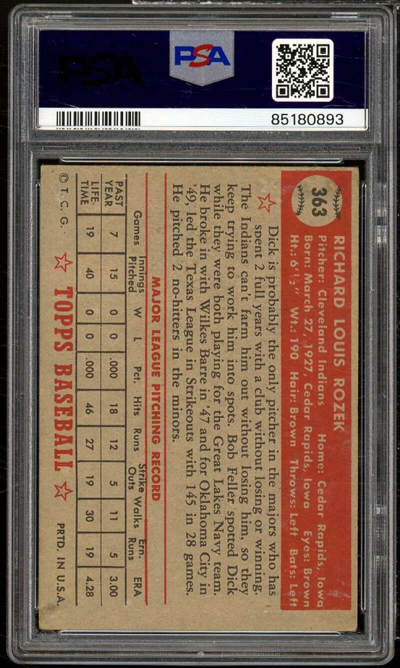 Dick Rozek Rookie Card 1952 Topps #363 PSA 2.5 Image 2