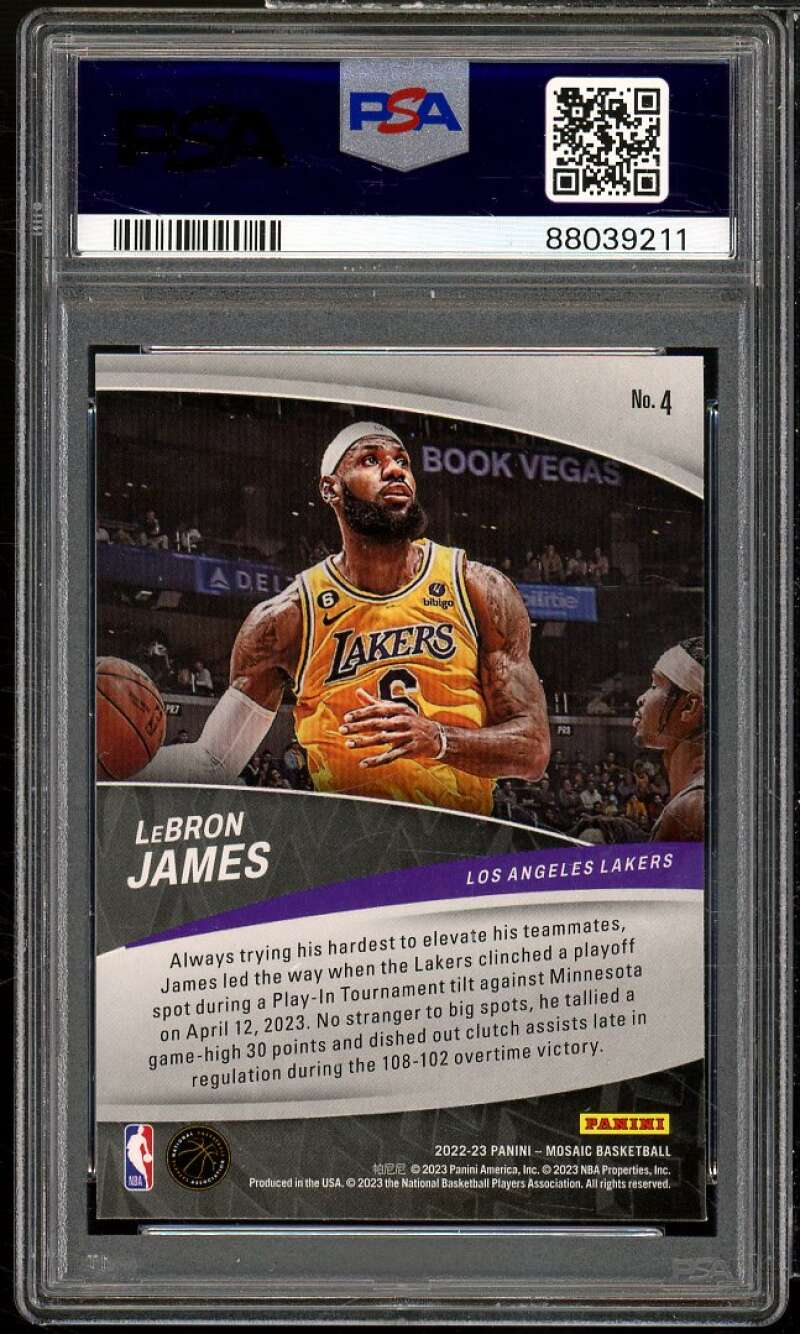 LeBron James Card 2022-23 Mosaic Elevate #4 PSA 10 Image 2