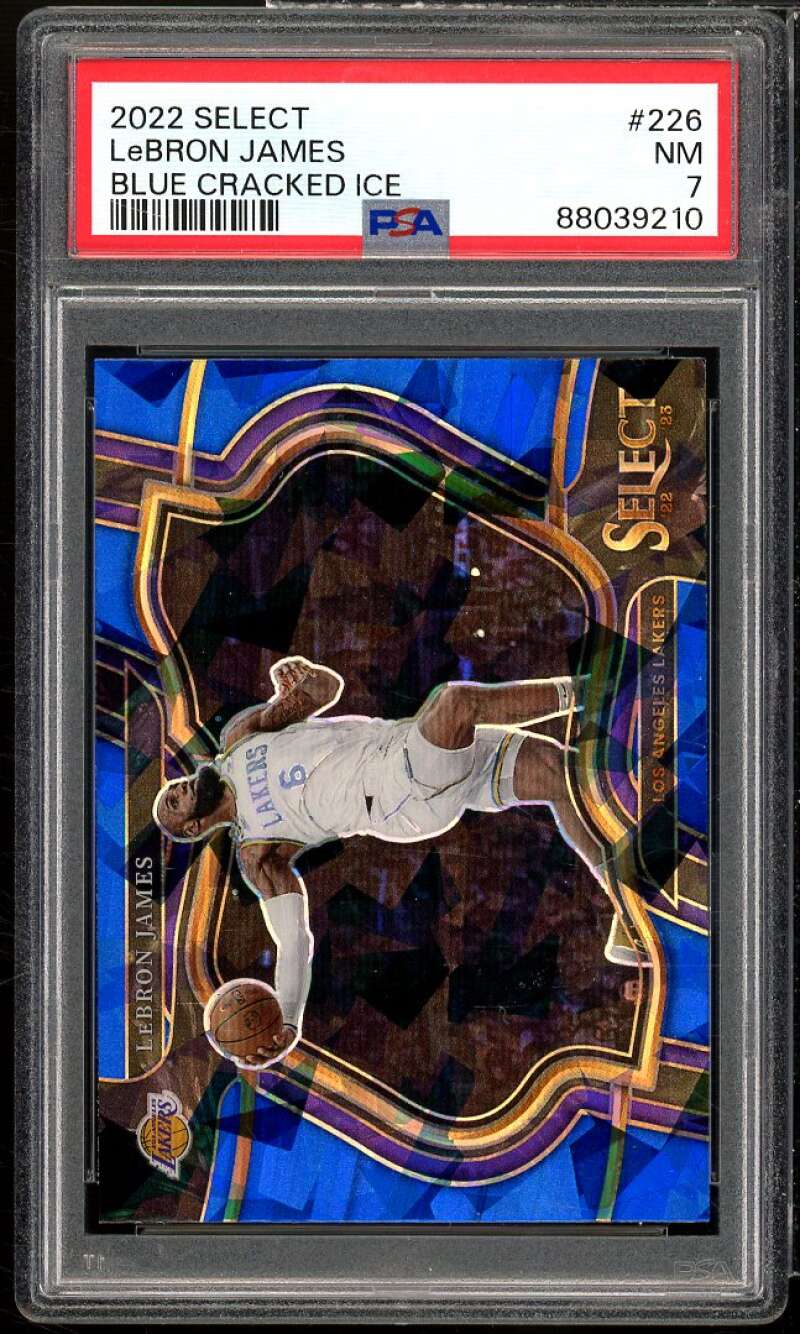 LeBron James Card 2022-23 Select Blue Cracked Ice #226 PSA 7 Image 1